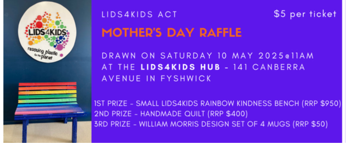 Lids4Kids ACT Rainbow Kindness Bench Raffle