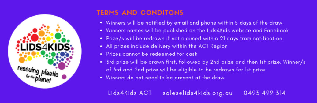 Lids4Kids ACT Rainbow Kindness Bench Raffle