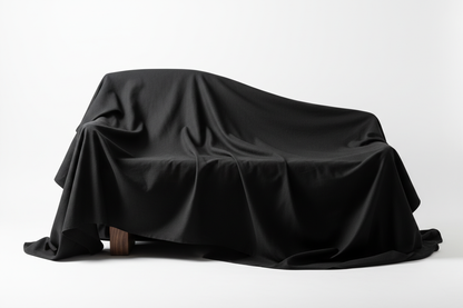 custom bench under black sheet