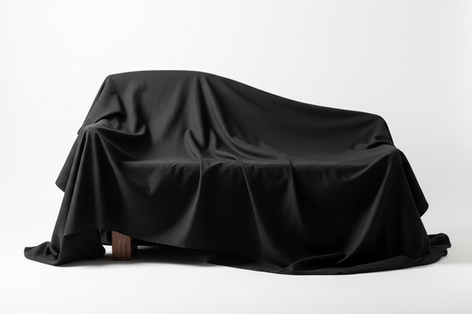 custom bench under black sheet